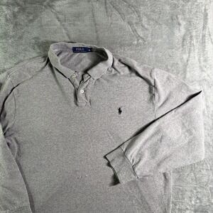 Polo Ralph Lauren Long Sleeve Polo Shirt Classic Fit Gray XL (Read)